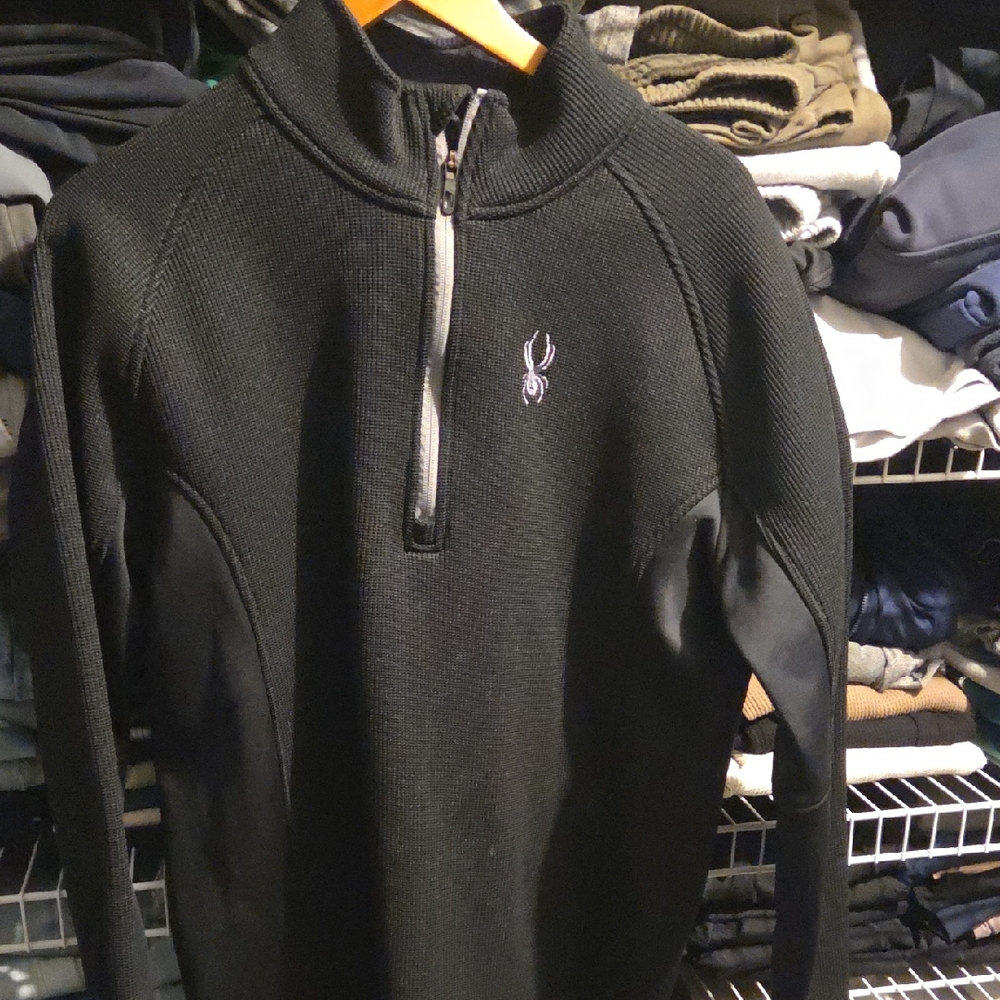 Spyder Men's Black Quarter Zip-Up Sweater